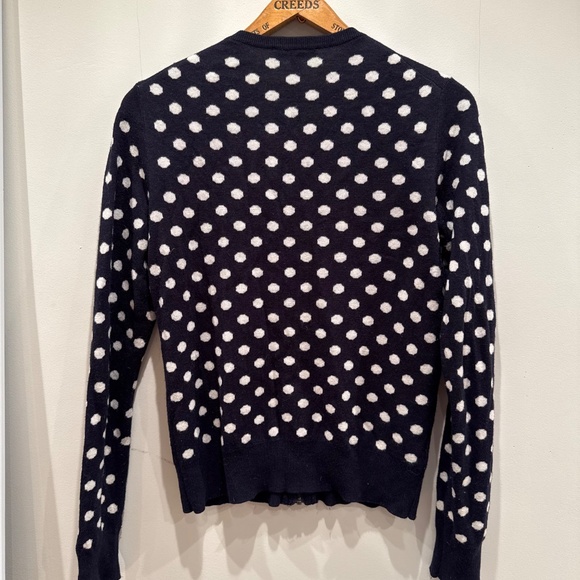 Anne Taylor black and white polka dot zipper cardigan, size S - Picture 3 of 11